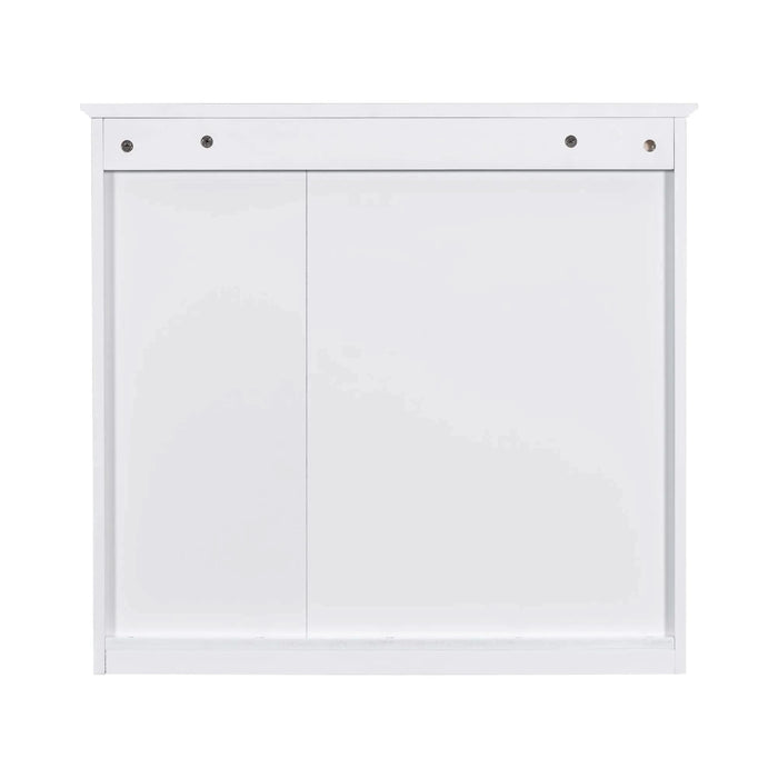 30'' Bathroom Vanity with Top Sink, Modern Bathroom Storage Cabinet with 2 Drawers and a Tip-out Drawer, Freestanding Vanity Set with Mirror Cabinet, Single Sink Bathroom Vanity Default -DTYStore