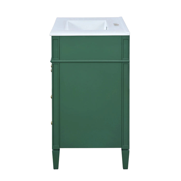 30'' Bathroom Vanity with Top Sink, Modern Bathroom Storage Cabinet with 2 Drawers and a Tip-out Drawer, Single Sink Bathroom Vanity Default -DTYStore