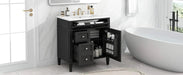 30'' Bathroom Vanity with Top Sink, Modern Bathroom Storage Cabinet with 2 Drawers and a Tip-out Drawer, Single Sink Bathroom Vanity Default -DTYStore