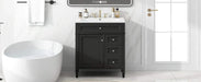 30'' Bathroom Vanity with Top Sink, Modern Bathroom Storage Cabinet with 2 Drawers and a Tip-out Drawer, Single Sink Bathroom Vanity (Same as SW000122AAB) Default -DTYStore