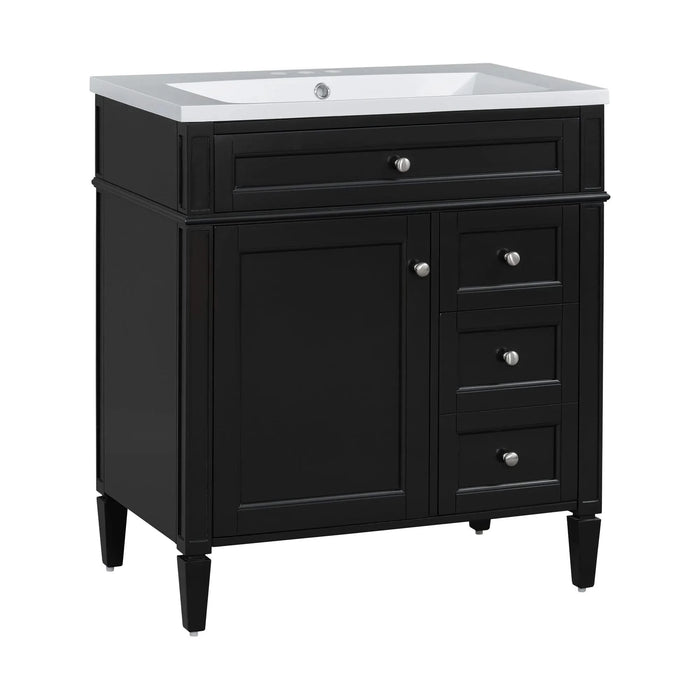 30'' Bathroom Vanity with Top Sink, Modern Bathroom Storage Cabinet with 2 Drawers and a Tip-out Drawer, Single Sink Bathroom Vanity (Same as SW000122AAB) Default -DTYStore