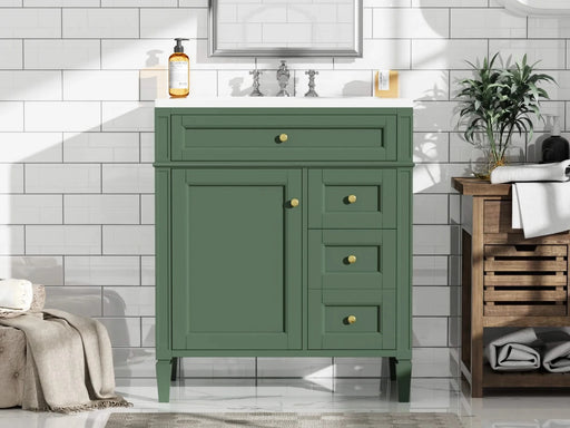 30'' Bathroom Vanity with Top Sink, Modern Bathroom Storage Cabinet with 2 Drawers and a Tip-out Drawer, Single Sink Bathroom Vanity (Same as SW000122AAF-1) Default -DTYStore