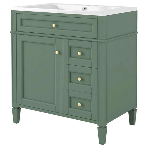 30'' Bathroom Vanity with Top Sink, Modern Bathroom Storage Cabinet with 2 Drawers and a Tip-out Drawer, Single Sink Bathroom Vanity (Same as SW000122AAF-1) Default -DTYStore