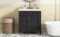 30'' Bathroom Vanity with Top Sink, Modern Bathroom Storage Cabinet with 2 Drawers and a Tip-out Drawer, Single Sink Bathroom Vanity Default -DTYStore