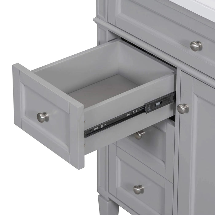 30'' Bathroom Vanity with Top Sink, Modern Bathroom Storage Cabinet with 2 Drawers and a Tip-out Drawer, Single Sink Bathroom Vanity Default -DTYStore