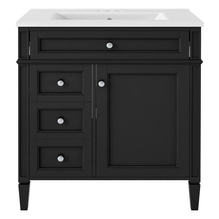 30'' Bathroom Vanity with Top Sink, Modern Bathroom Storage Cabinet with 2 Drawers and a Tip-out Drawer, Single Sink Bathroom Vanity Default -DTYStore