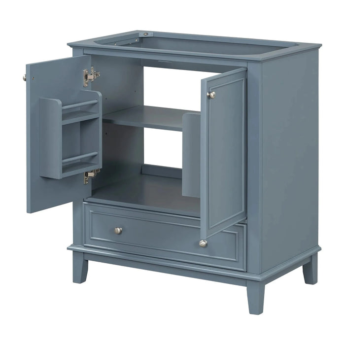 30' Bathroom Vanity without Sink, Base Only, Multi-functional Bathroom Cabinet with Doors and Drawer, Solid Frame and MDF Board, Blue Default -DTYStore