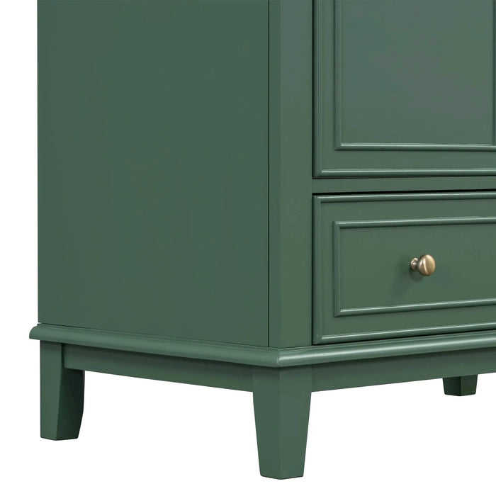 30' Bathroom Vanity without Sink, Base Only, Multi-functional Bathroom Cabinet with Doors and Drawer, Solid Frame and MDF Board, Dark Green Default -DTYStore