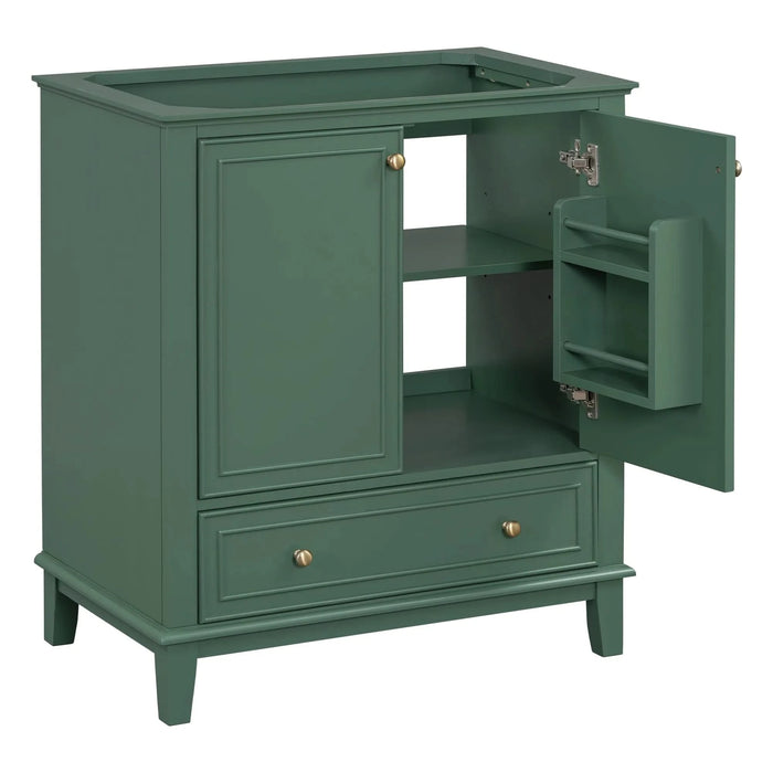 30' Bathroom Vanity without Sink, Base Only, Multi-functional Bathroom Cabinet with Doors and Drawer, Solid Frame and MDF Board, Dark Green Default -DTYStore