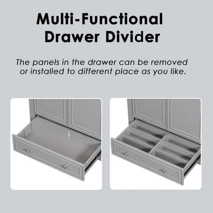 30' Bathroom Vanity without Sink, Base Only, Multi-functional Bathroom Cabinet with Doors and Drawer, Solid Frame and MDF Board, Grey Default -DTYStore