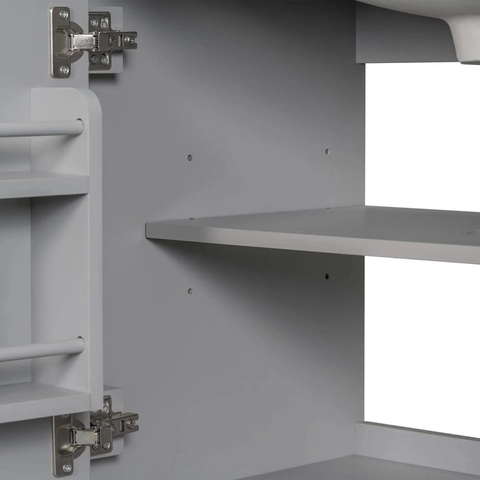 30' Bathroom Vanity without Sink, Base Only, Multi-functional Bathroom Cabinet with Doors and Drawer, Solid Frame and MDF Board, Grey Default -DTYStore