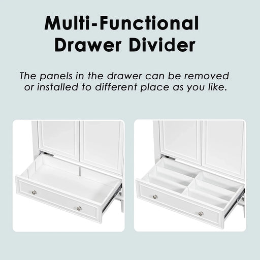 30' Bathroom Vanity without Sink, Base Only, Multi-functional Bathroom Cabinet with Doors and Drawer, Solid Frame and MDF Board, White Default -DTYStore