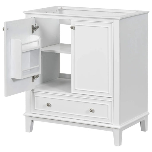 30' Bathroom Vanity without Sink, Base Only, Multi-functional Bathroom Cabinet with Doors and Drawer, Solid Frame and MDF Board, White Default -DTYStore