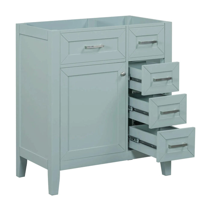 30' Bathroom Vanity without Sink, Cabinet Base Only, Bathroom Cabinet with Drawers, Solid Frame and MDF Board, Green Default -DTYStore