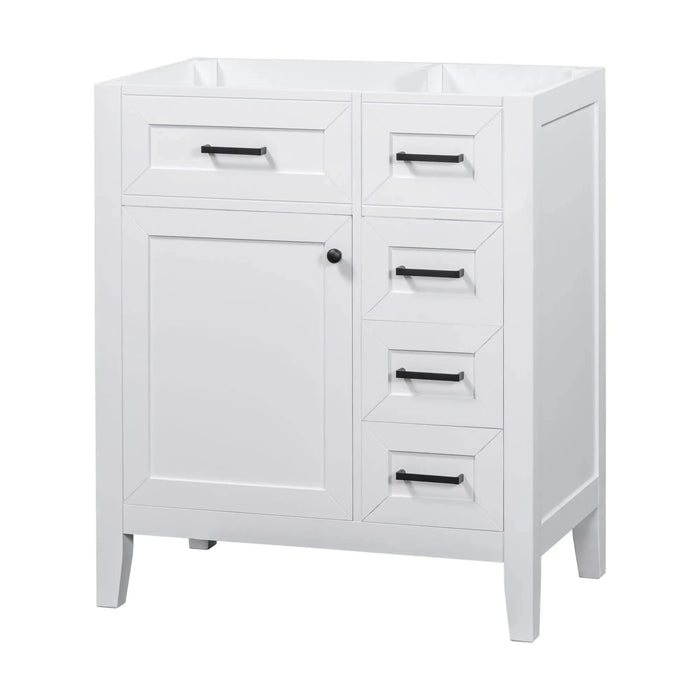 30' Bathroom Vanity without Sink, Cabinet Base Only, Bathroom Cabinet with Drawers, Solid Frame and MDF Board, White Default -DTYStore