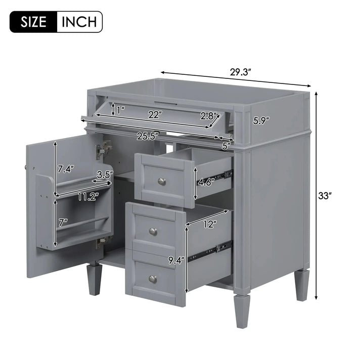 30'' Bathroom Vanity without Top Sink, Modern Bathroom Storage Cabinet with 2 Drawers and a Tip-out Drawer (NOT INCLUDE BASIN) Default -DTYStore