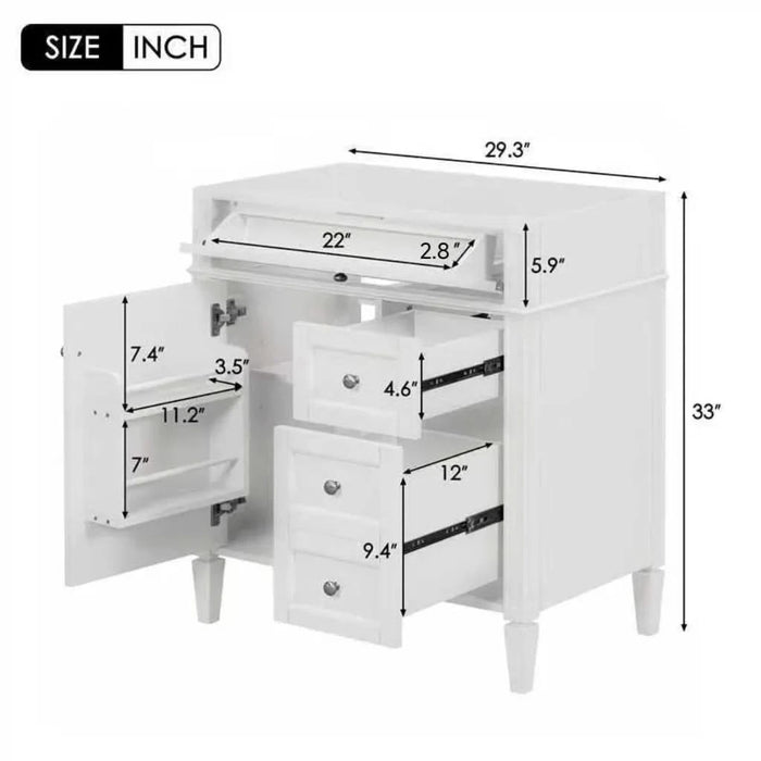 30'' Bathroom Vanity without Top Sink, Modern Bathroom Storage Cabinet with 2 Drawers and a Tip-out Drawer (NOT INCLUDE BASIN) Default -DTYStore