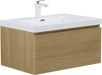 30'' Floating Bathroom Vanity with Sink Combo, Modern Wall-Mounted Striped Bathroom Storage Cabinet with Soft-Close Drawer and Glossy White Solid Surface Basin, Natural Oak 24V16-30NOW Default -DTYStore