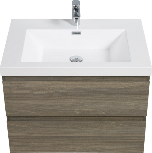 30' Floating Bathroom Vanity with Sink, Modern Wall-Mounted Bathroom Storage Vanity Cabinet with Resin Top Basin and Soft Close Drawers, Ash Grey 24V11-30AG Default -DTYStore