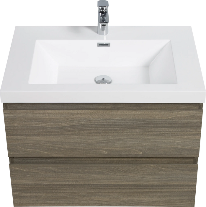 30' Floating Bathroom Vanity with Sink, Modern Wall-Mounted Bathroom Storage Vanity Cabinet with Resin Top Basin and Soft Close Drawers, Ash Grey 24V11-30AG Default -DTYStore