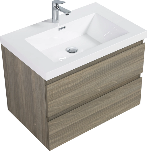 30' Floating Bathroom Vanity with Sink, Modern Wall-Mounted Bathroom Storage Vanity Cabinet with Resin Top Basin and Soft Close Drawers, Ash Grey 24V11-30AG Default -DTYStore