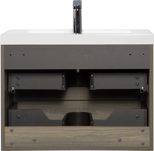 30' Floating Bathroom Vanity with Sink, Modern Wall-Mounted Bathroom Storage Vanity Cabinet with Resin Top Basin and Soft Close Drawers, Ash Grey 24V11-30AG Default -DTYStore