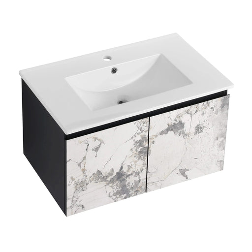 30'' Floating Wall-Mounted Bathroom Vanity With Ceramics Sink & Soft-Close Cabinet Door, KD-Package Default -DTYStore