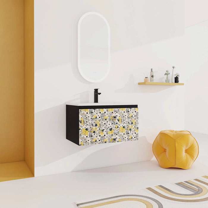 30'' Floating Wall-Mounted Bathroom Vanity With Ceramics Sink & Soft-Close Cabinet Door, KD-Package Default -DTYStore