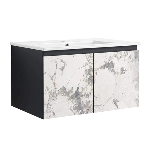 30'' Floating Wall-Mounted Bathroom Vanity With Ceramics Sink & Soft-Close Cabinet Door, KD-Package Default -DTYStore
