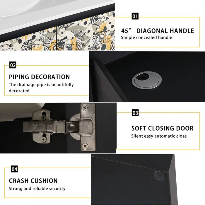 30'' Floating Wall-Mounted Bathroom Vanity With Ceramics Sink & Soft-Close Cabinet Door, KD-Package Default -DTYStore