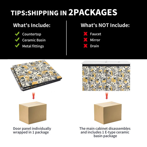 30'' Floating Wall-Mounted Bathroom Vanity With Ceramics Sink & Soft-Close Cabinet Door, KD-Package Default -DTYStore