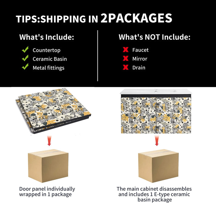 30'' Floating Wall-Mounted Bathroom Vanity With Ceramics Sink & Soft-Close Cabinet Door, KD-Package Default -DTYStore