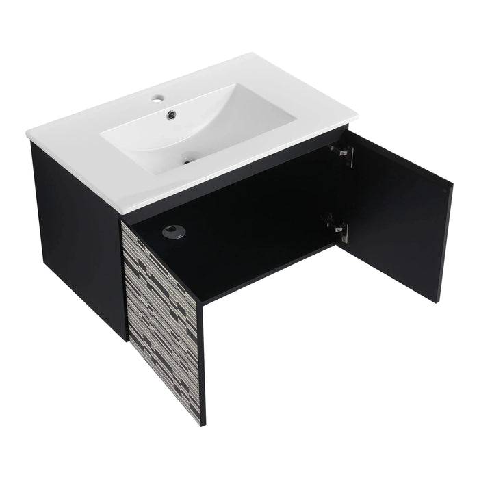 30'' Floating Wall-Mounted Bathroom Vanity With Ceramics Sink & Soft-Close Cabinet Door, KD-Package Default -DTYStore