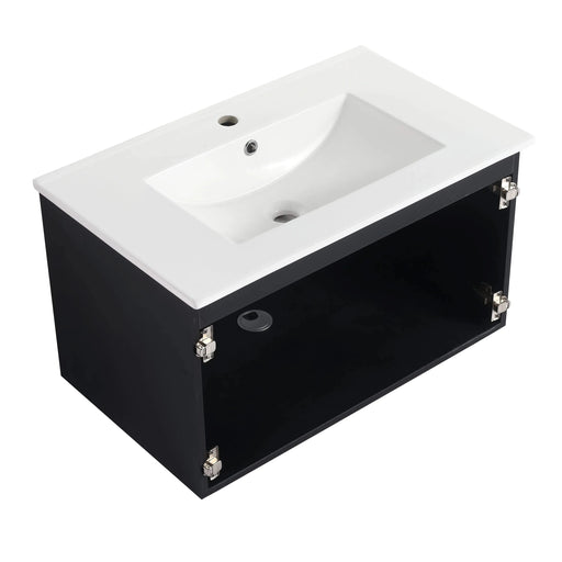 30'' Floating Wall-Mounted Bathroom Vanity With Ceramics Sink & Soft-Close Cabinet Door, KD-Package Default -DTYStore