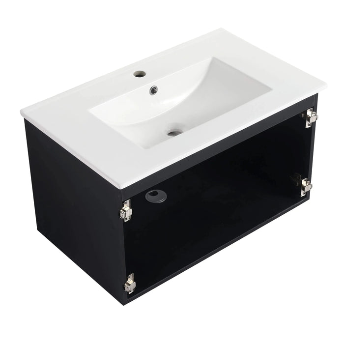 30'' Floating Wall-Mounted Bathroom Vanity With Ceramics Sink & Soft-Close Cabinet Door, KD-Package Default -DTYStore
