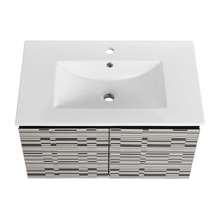 30'' Floating Wall-Mounted Bathroom Vanity With Ceramics Sink & Soft-Close Cabinet Door, KD-Package Default -DTYStore