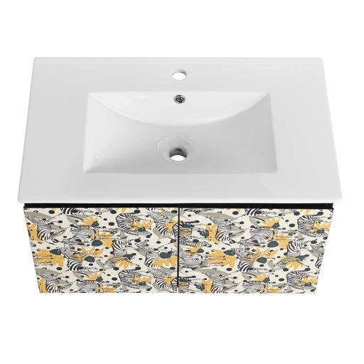 30'' Floating Wall-Mounted Bathroom Vanity With Ceramics Sink & Soft-Close Cabinet Door, KD-Package Default -DTYStore