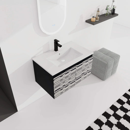 30'' Floating Wall-Mounted Bathroom Vanity With Ceramics Sink & Soft-Close Cabinet Door, KD-Package Default -DTYStore