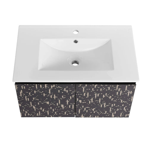 30'' Floating Wall-Mounted Bathroom Vanity With Ceramics Sink & Soft-Close Cabinet Door, KD-Package Default -DTYStore