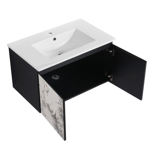 30'' Floating Wall-Mounted Bathroom Vanity With Ceramics Sink & Soft-Close Cabinet Door, KD-Package Default -DTYStore