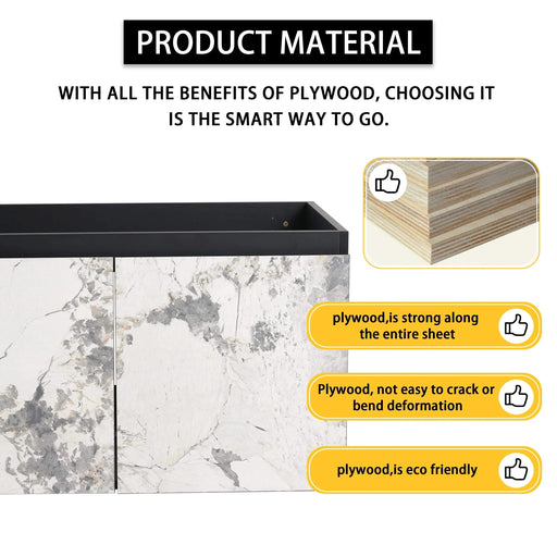 30'' Floating Wall-Mounted Bathroom Vanity With Ceramics Sink & Soft-Close Cabinet Door, KD-Package Default -DTYStore