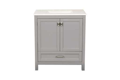 30' Freestanding Bathroom Vanity with Sink, Carrara Engineered Marble Vanity Top with Under-mounted Rectangular Ceramic Sink, Large Storage Soft-Close Door, Solid Wood Frame, Grey 24V03-30GR Default -DTYStore