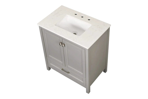 30' Freestanding Bathroom Vanity with Sink, Carrara Engineered Marble Vanity Top with Under-mounted Rectangular Ceramic Sink, Large Storage Soft-Close Door, Solid Wood Frame, Grey 24V03-30GR Default -DTYStore
