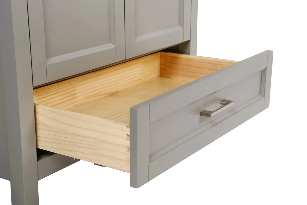 30' Freestanding Bathroom Vanity with Sink, Carrara Engineered Marble Vanity Top with Under-mounted Rectangular Ceramic Sink, Large Storage Soft-Close Door, Solid Wood Frame, Grey 24V03-30GR Default -DTYStore