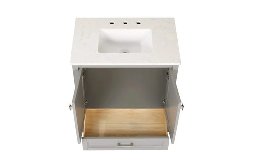 30' Freestanding Bathroom Vanity with Sink, Carrara Engineered Marble Vanity Top with Under-mounted Rectangular Ceramic Sink, Large Storage Soft-Close Door, Solid Wood Frame, Grey 24V03-30GR Default -DTYStore