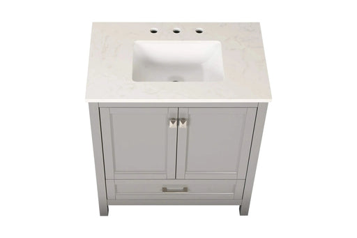 30' Freestanding Bathroom Vanity with Sink, Carrara Engineered Marble Vanity Top with Under-mounted Rectangular Ceramic Sink, Large Storage Soft-Close Door, Solid Wood Frame, Grey 24V03-30GR Default -DTYStore