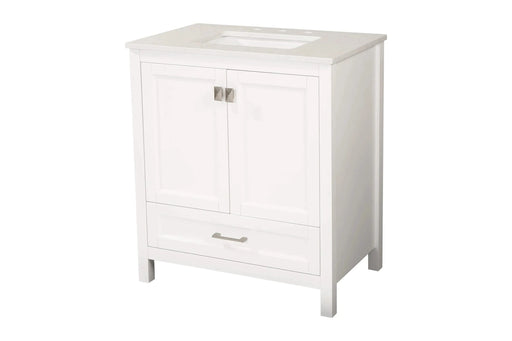 30' Freestanding Bathroom Vanity with Sink, Carrara Engineered Marble Vanity Top with Under-mounted Rectangular Ceramic Sink, Large Storage Soft-Close Door, Solid Wood Frame, White 24V03-30WH Default -DTYStore