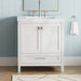 30' Freestanding Bathroom Vanity with Sink, Carrara Engineered Marble Vanity Top with Under-mounted Rectangular Ceramic Sink, Large Storage Soft-Close Door, Solid Wood Frame, White 24V03-30WH Default -DTYStore
