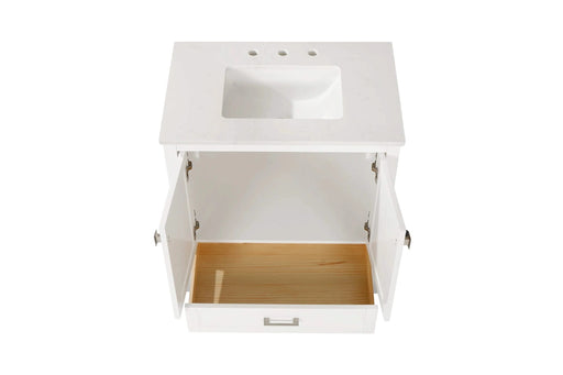 30' Freestanding Bathroom Vanity with Sink, Carrara Engineered Marble Vanity Top with Under-mounted Rectangular Ceramic Sink, Large Storage Soft-Close Door, Solid Wood Frame, White 24V03-30WH Default -DTYStore