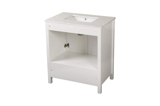 30' Freestanding Bathroom Vanity with Sink, Carrara Engineered Marble Vanity Top with Under-mounted Rectangular Ceramic Sink, Large Storage Soft-Close Door, Solid Wood Frame, White 24V03-30WH Default -DTYStore